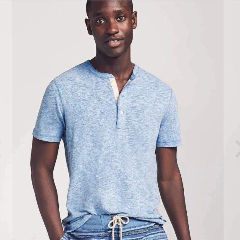 Faherty Denim Short-Sleeve Heather Henley, Medium